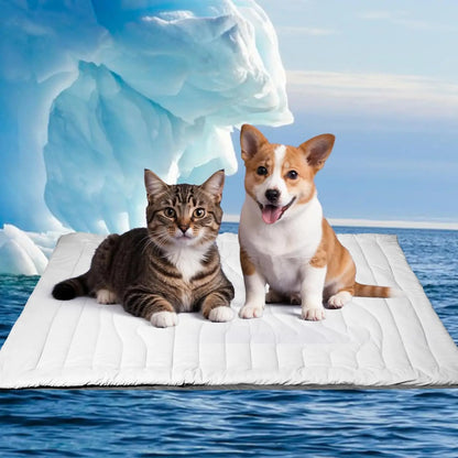 SUMMER COOLING MAT for Large Dogs with Q-MAX>0.4, 48" x 28", Thin Non-Gel Washable Self-Chill Pad, Non-Slip & Foldable for Dogs up to 80 lbs