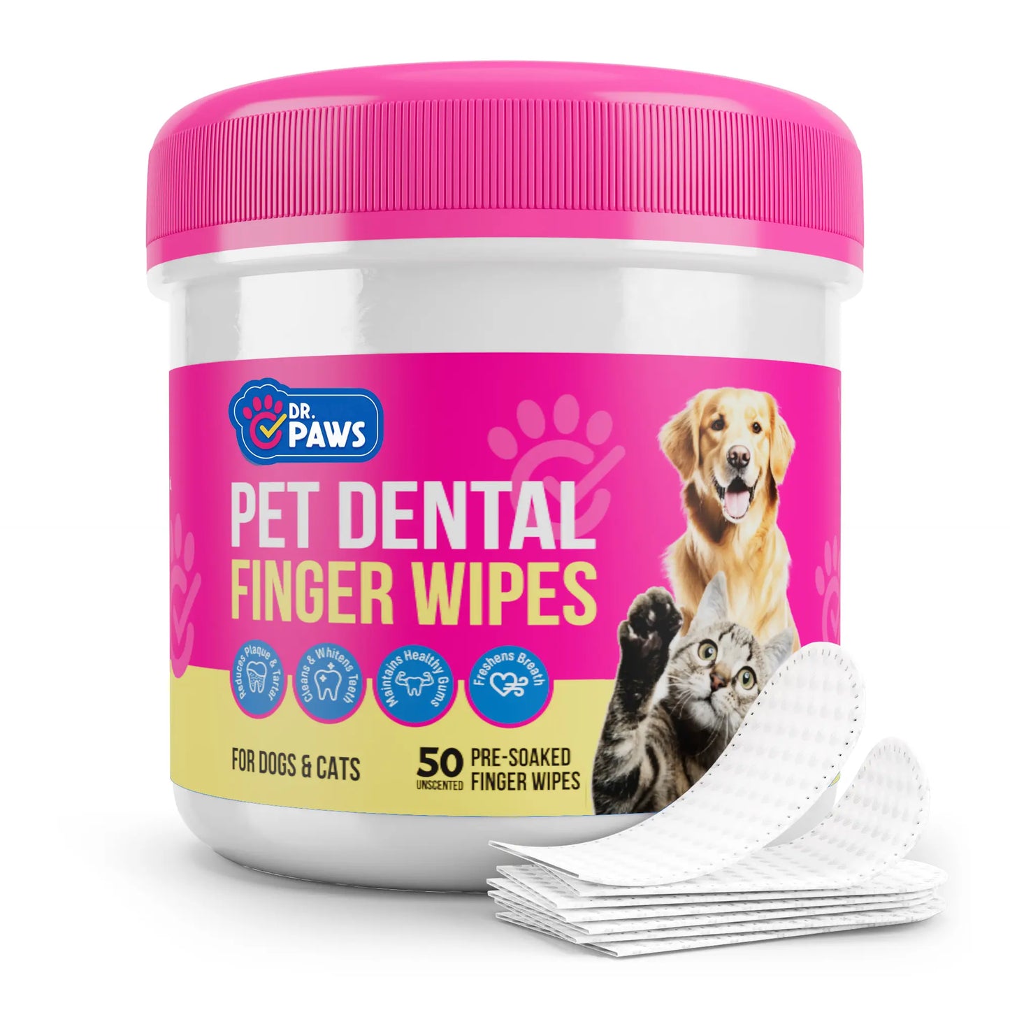 Dr. Paws Pet Care Finger Wipes for Comprehensive Dental, Ear, and Eye Hygiene