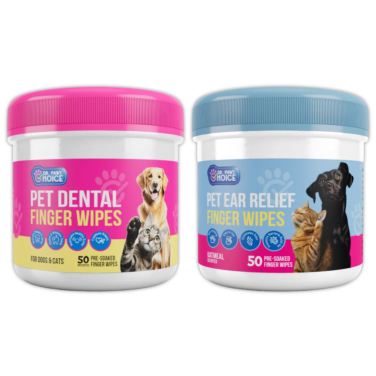 Dr. Paws Pet Care Finger Wipes for Comprehensive Dental, Ear, and Eye Hygiene
