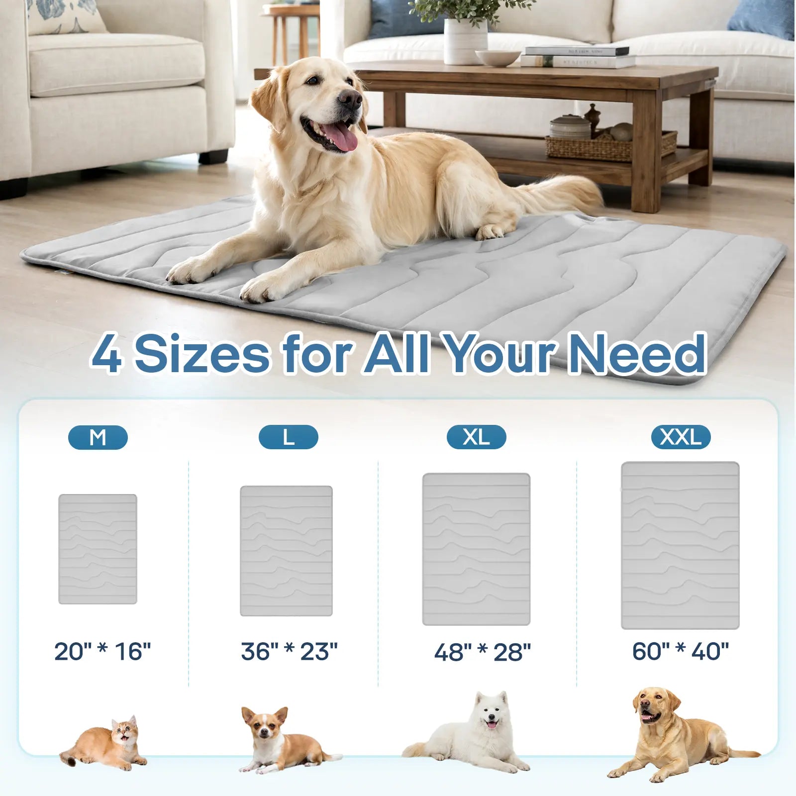 SUMMER COOLING MAT - Eco-Friendly for Large Dogs - Portable, Machine Washable, Durable Cooling Pad for Crate, Camping, and Outdoor Use