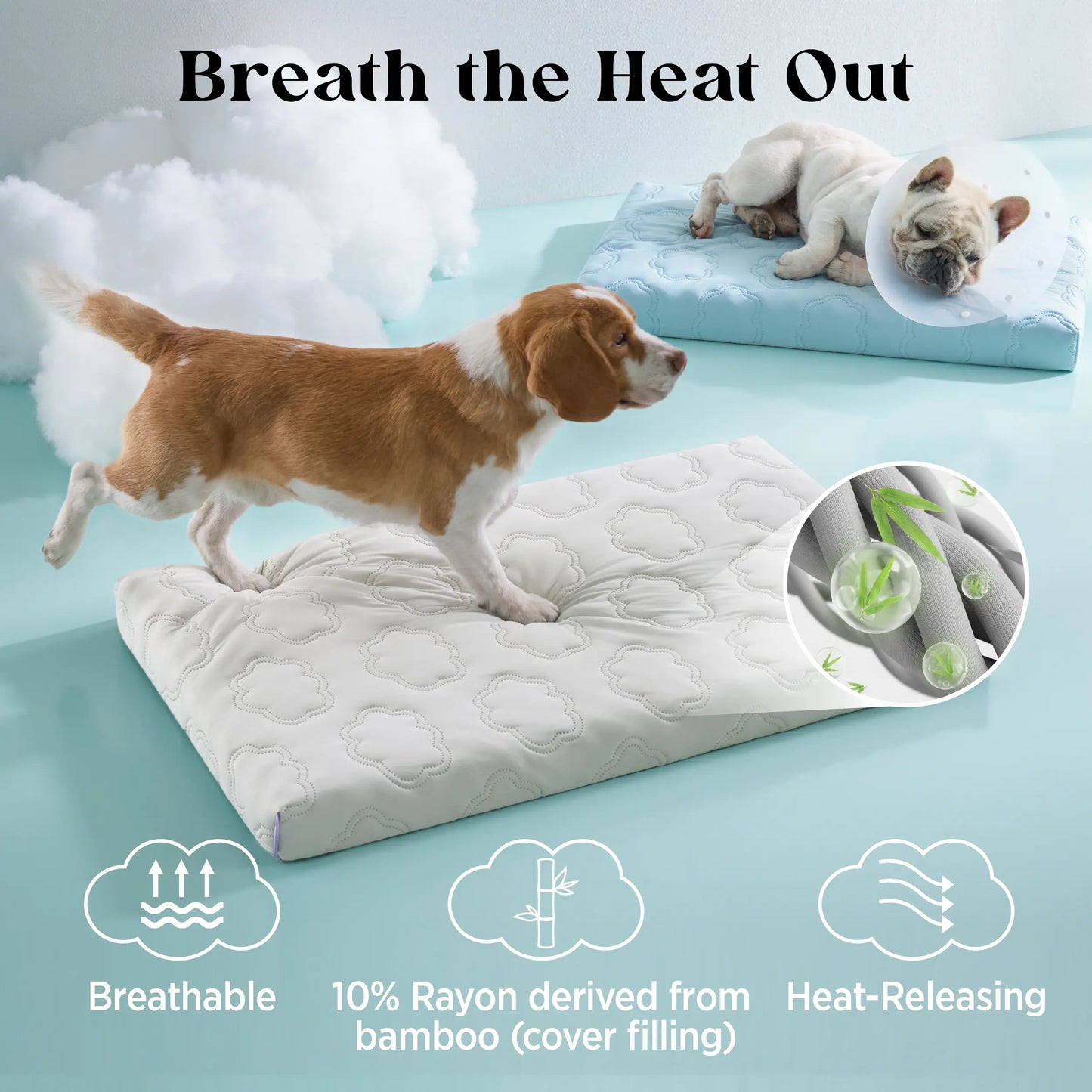 Lesure Orthopedic Cooling Dog Mat - Q-Max>0.5 with Washable Cover, Non-Slip Egg Crate Foam for Extra Large Breeds