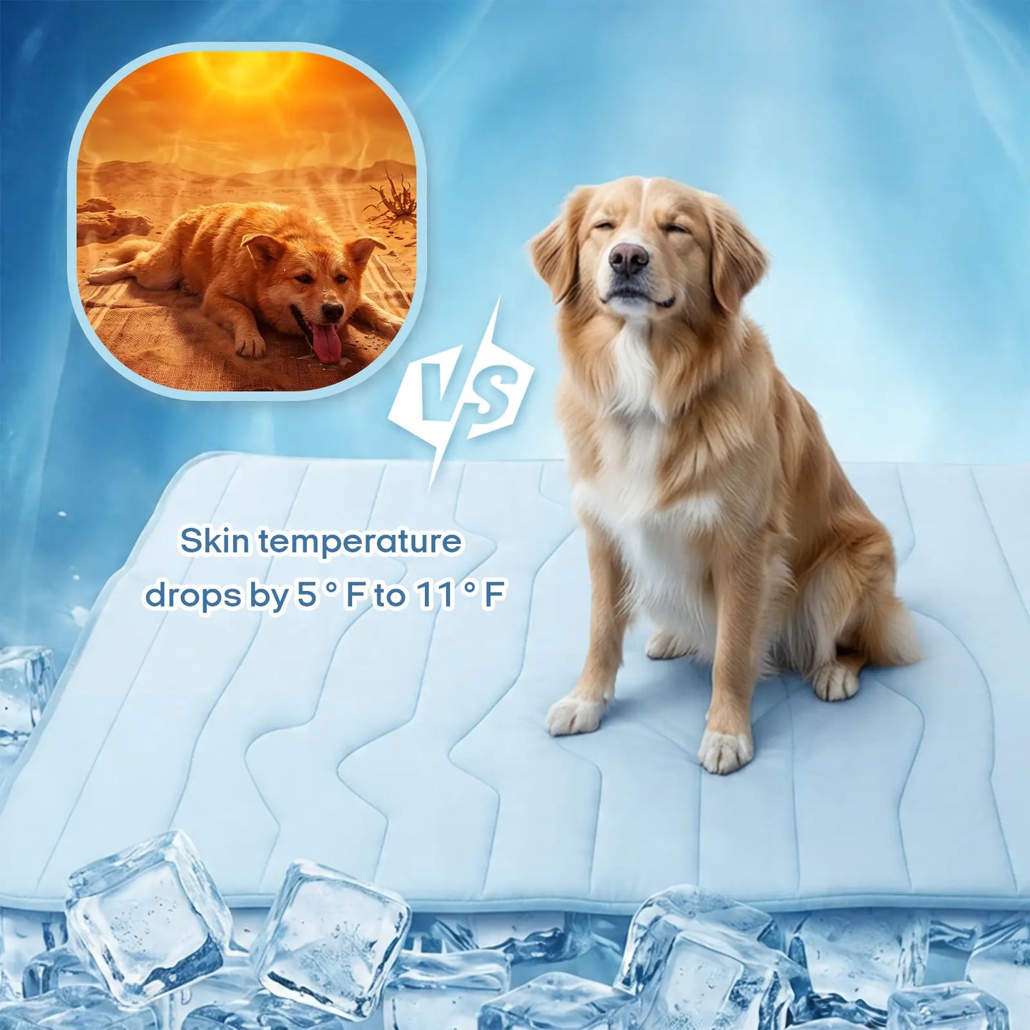 SUMMER COOLING MAT - Eco-Friendly for Large Dogs - Portable, Machine Washable, Durable Cooling Pad for Crate, Camping, and Outdoor Use