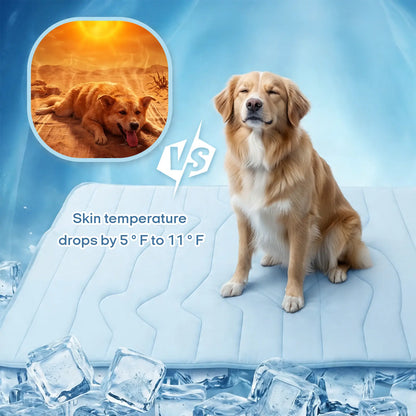 SUMMER COOLING MAT - Eco-Friendly for Large Dogs - Portable, Machine Washable, Durable Cooling Pad for Crate, Camping, and Outdoor Use