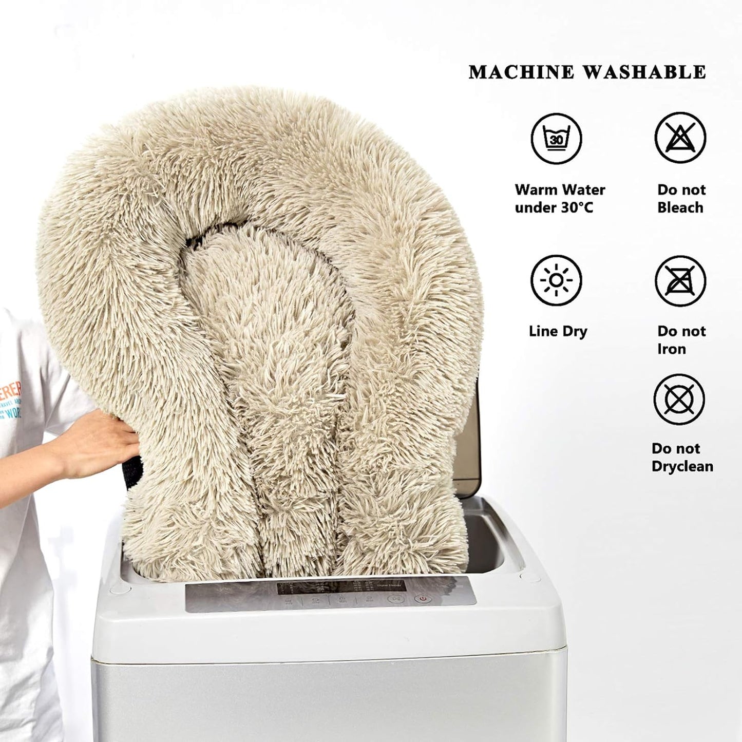 Large Washable Donut Dog Bed - Comfortable Calming Cuddler for Dogs