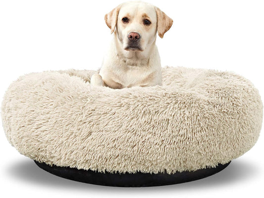 Large Washable Donut Dog Bed - Comfortable Calming Cuddler for Dogs