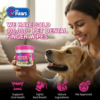 Dr. Paws Pet Care Finger Wipes for Comprehensive Dental, Ear, and Eye Hygiene