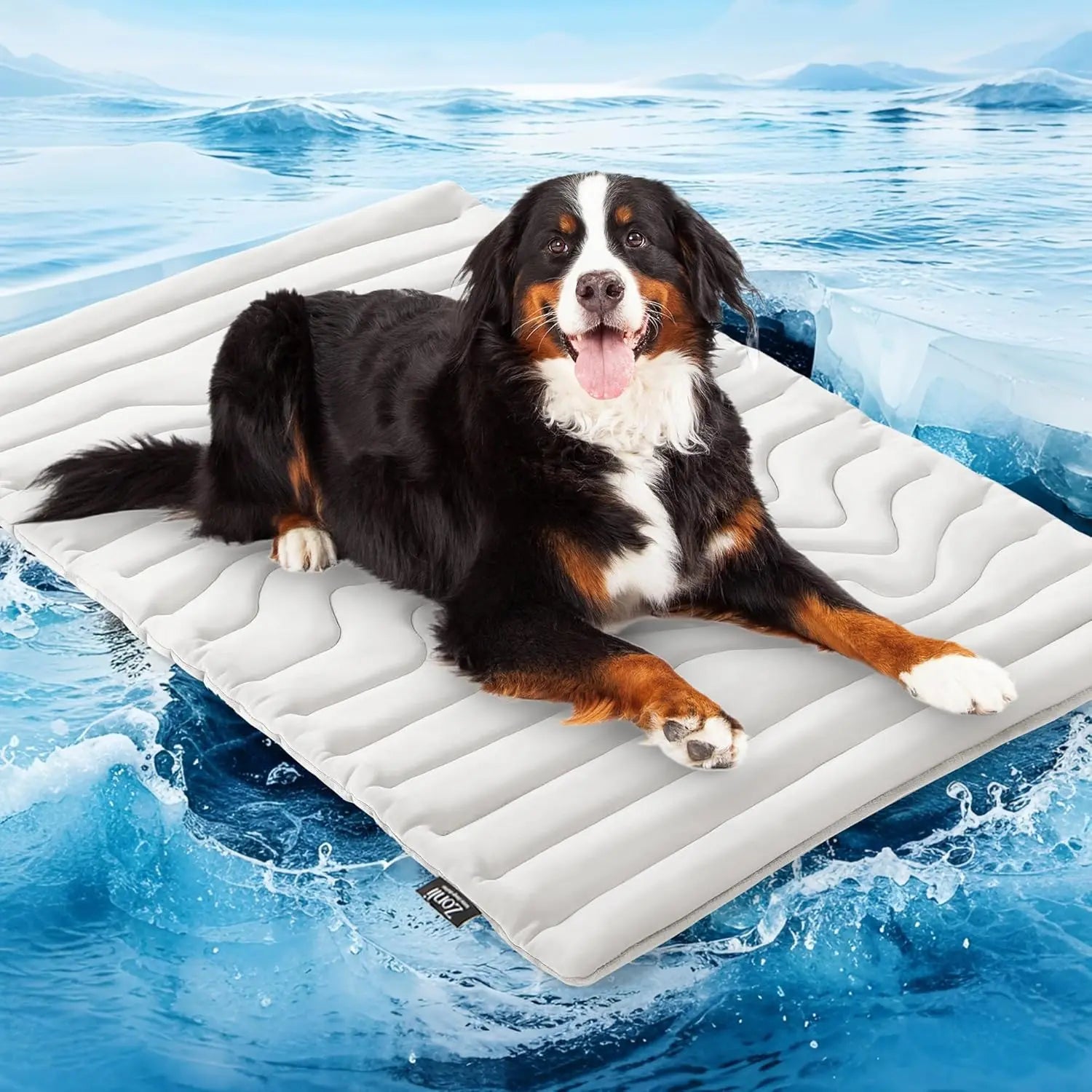 SUMMER COOLING MAT for Large Dogs with Q-MAX>0.4, 48" x 28", Thin Non-Gel Washable Self-Chill Pad, Non-Slip & Foldable for Dogs up to 80 lbs