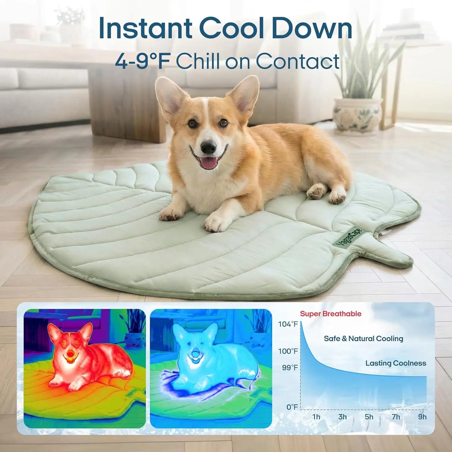 SUMMER COOLING MAT - Eco-Friendly for Large Dogs - Portable, Machine Washable, Durable Cooling Pad for Crate, Camping, and Outdoor Use
