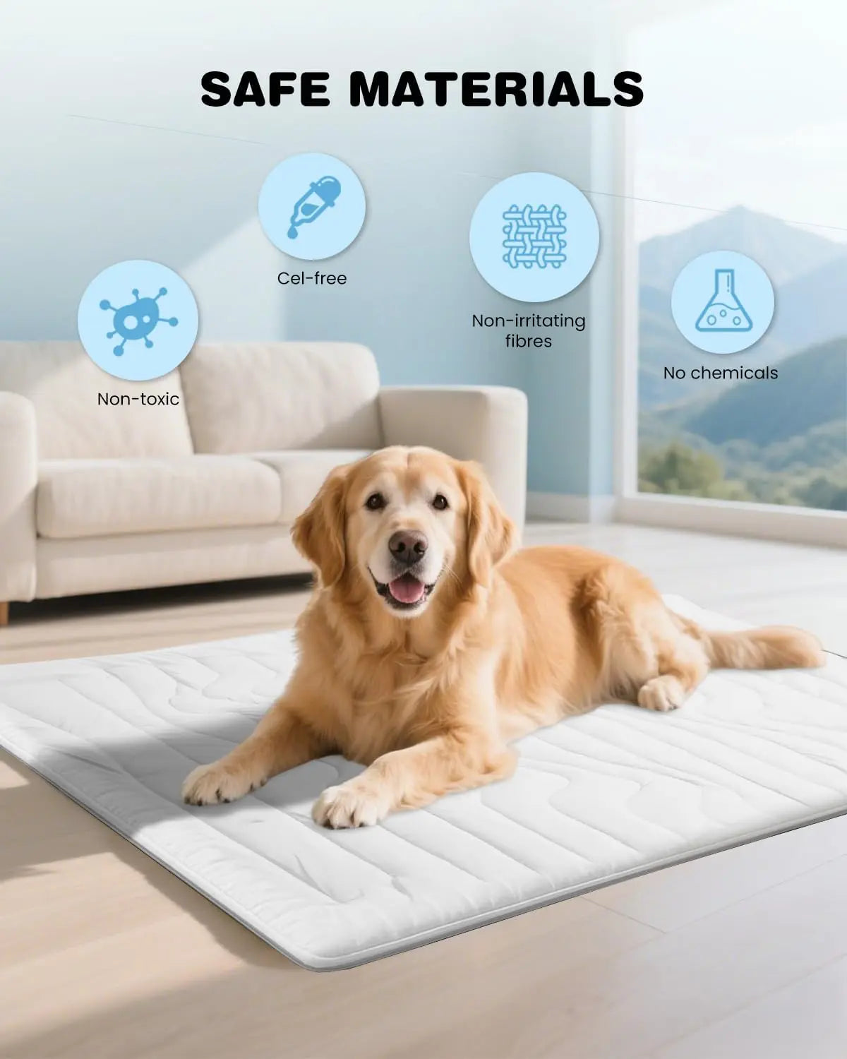SUMMER COOLING MAT for Large Dogs with Q-MAX>0.4, 48" x 28", Thin Non-Gel Washable Self-Chill Pad, Non-Slip & Foldable for Dogs up to 80 lbs