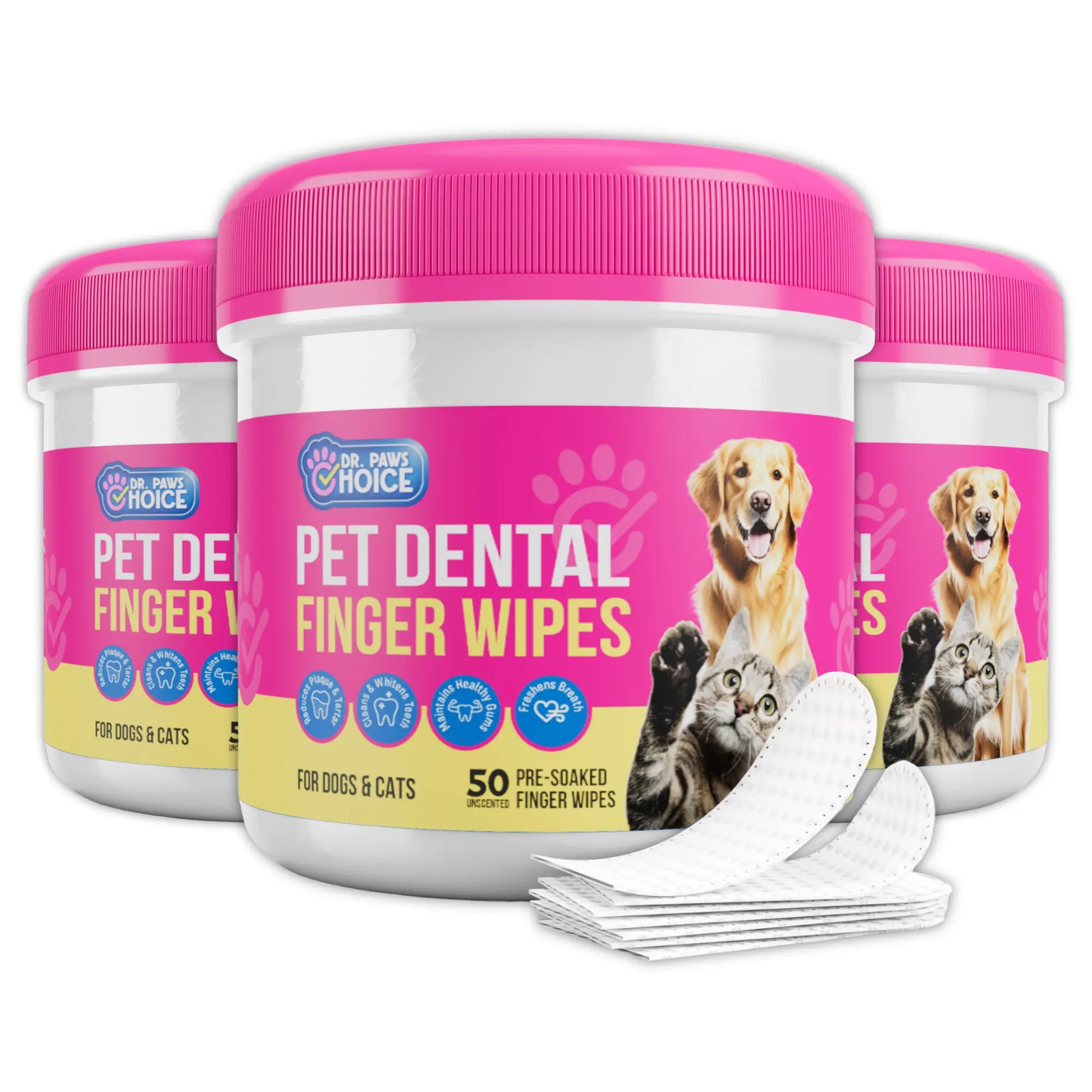 Dr. Paws Pet Care Finger Wipes for Comprehensive Dental, Ear, and Eye Hygiene