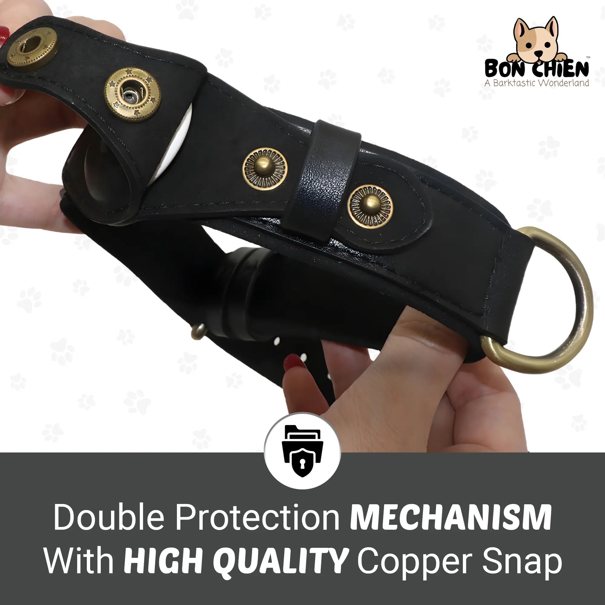 Bon Chien Premium Leather Dog Collar with Apple AirTag Holder - Waterproof and Adjustable Pet Accessory for Secure Tracking of Your Beloved Dogs