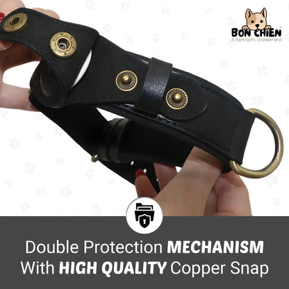 Bon Chien Premium Leather Dog Collar with Apple AirTag Holder - Waterproof and Adjustable Pet Accessory for Secure Tracking of Your Beloved Dogs