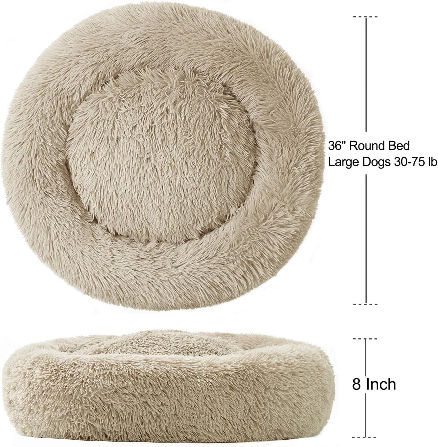 Large Washable Donut Dog Bed - Comfortable Calming Cuddler for Dogs