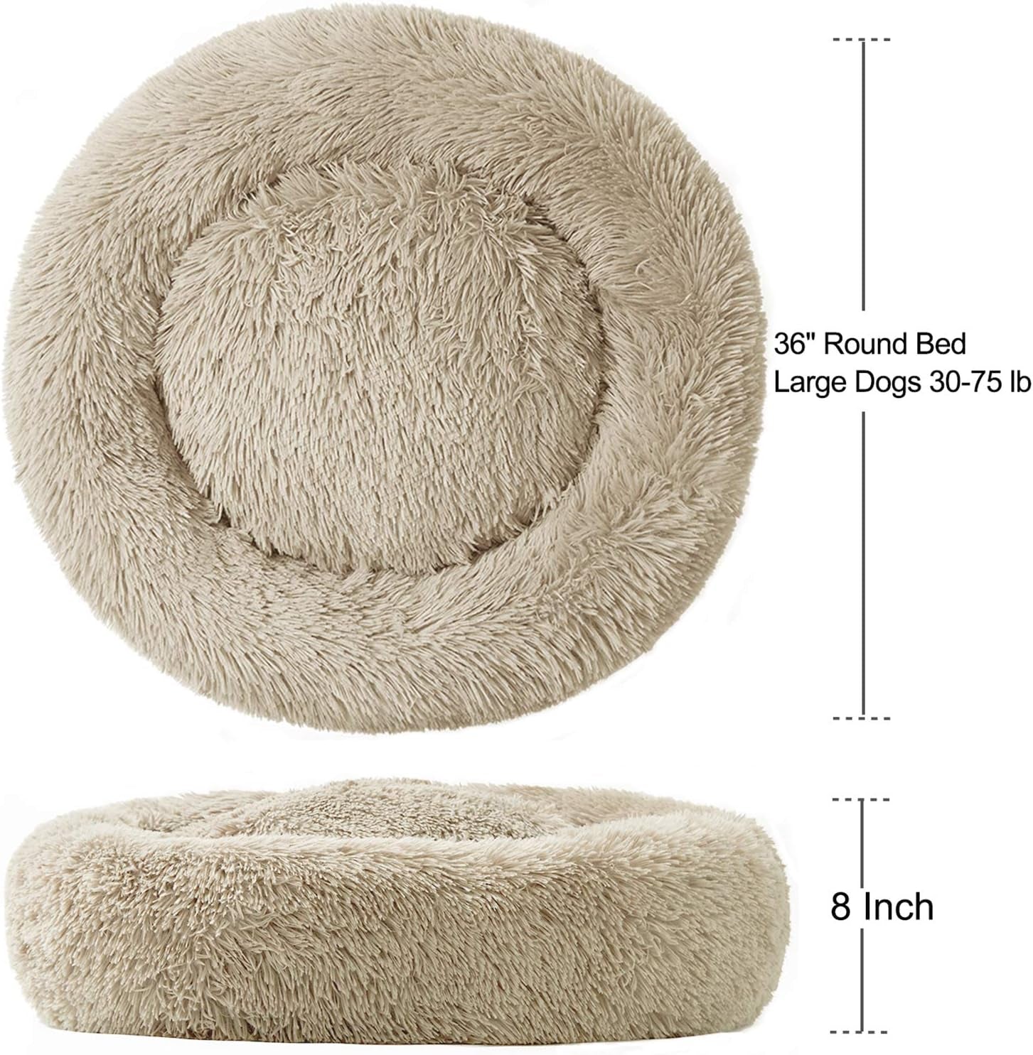 Large Washable Donut Dog Bed - Comfortable Calming Cuddler for Dogs