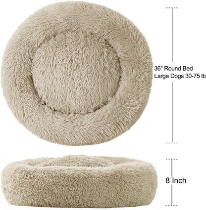 Large Washable Donut Dog Bed - Comfortable Calming Cuddler for Dogs