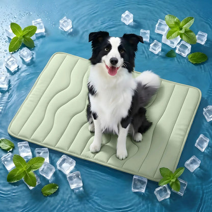 SUMMER COOLING MAT - Eco-Friendly for Large Dogs - Portable, Machine Washable, Durable Cooling Pad for Crate, Camping, and Outdoor Use