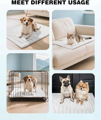 SUMMER COOLING MAT for Large Dogs with Q-MAX>0.4, 48" x 28", Thin Non-Gel Washable Self-Chill Pad, Non-Slip & Foldable for Dogs up to 80 lbs