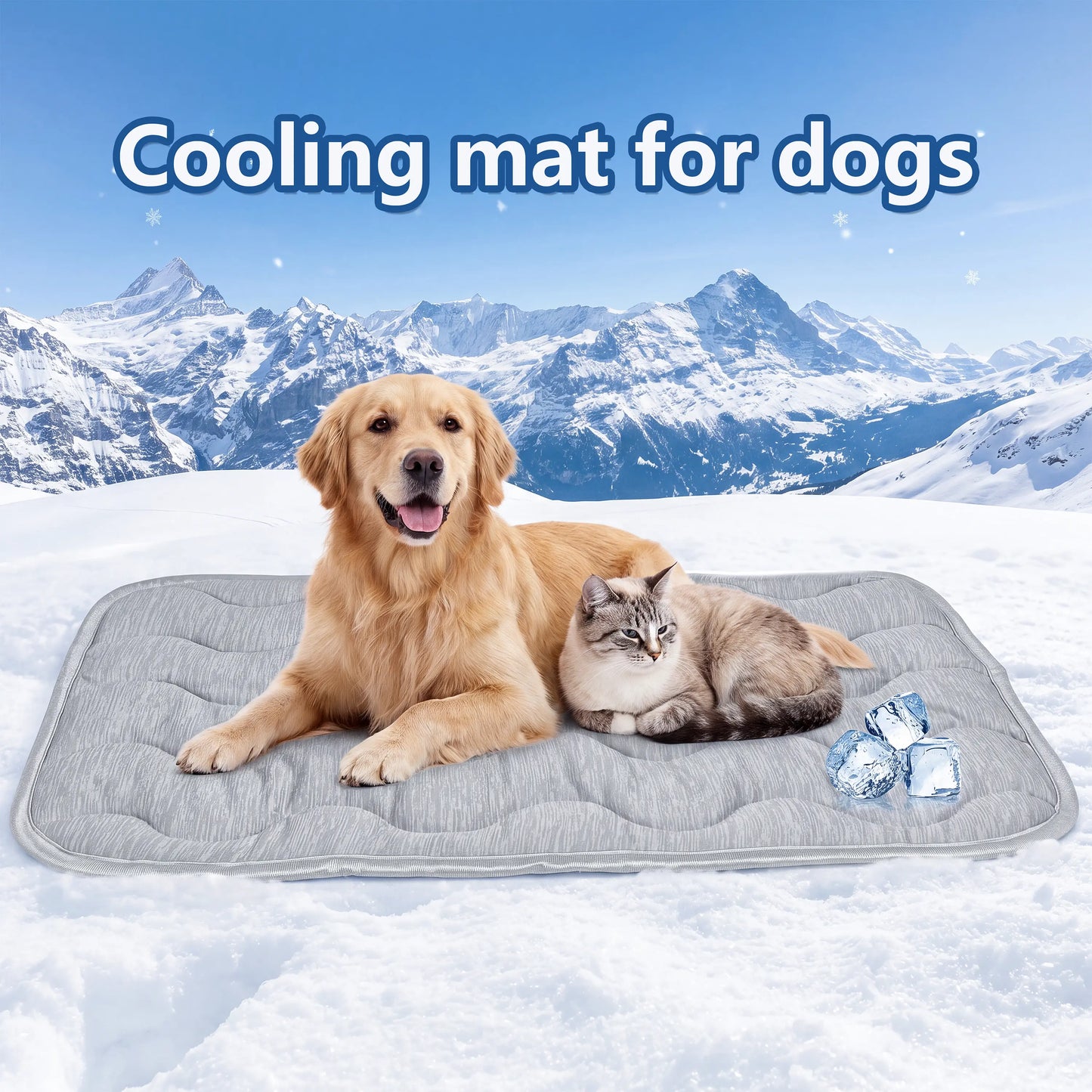 PETZOOKA Self-Cooling Dog and Cat Mat with Anti-Slip Base, Washable Portable Pet Sleep Pad for Summer, Extra Large Size 47.2" x 29.6