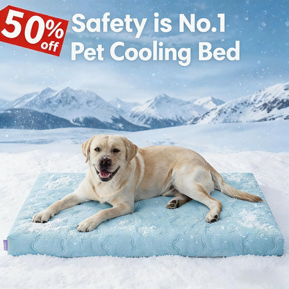 Lesure Orthopedic Cooling Dog Mat - Q-Max>0.5 with Washable Cover, Non-Slip Egg Crate Foam for Extra Large Breeds