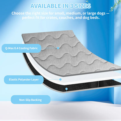 PETZOOKA Self-Cooling Dog and Cat Mat with Anti-Slip Base, Washable Portable Pet Sleep Pad for Summer, Extra Large Size 47.2" x 29.6
